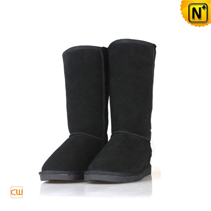 Women Black Leather Snow Boots CW200066 cwmalls.