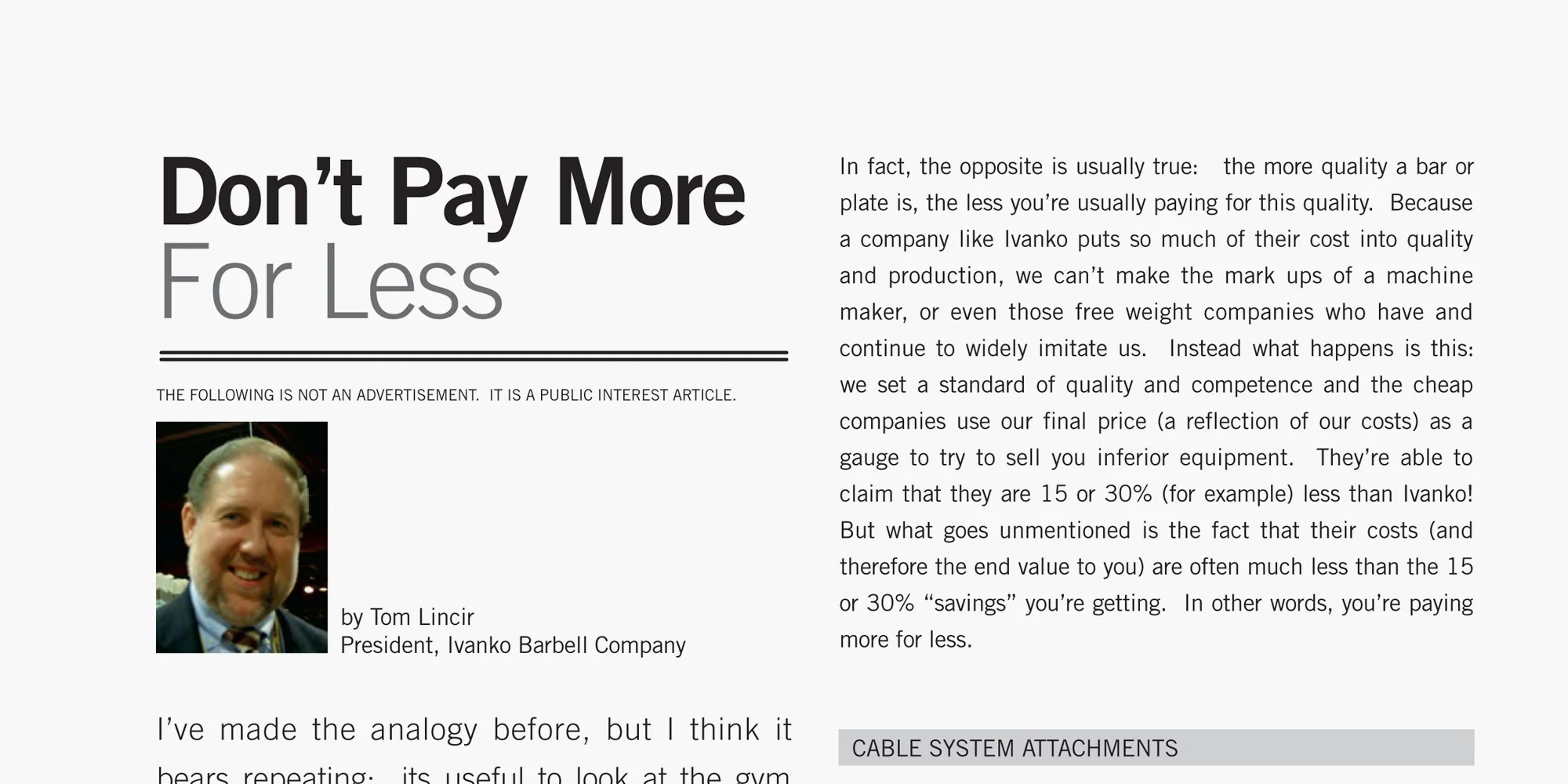 Don’t Pay More For Less Ivanko Barbell Company