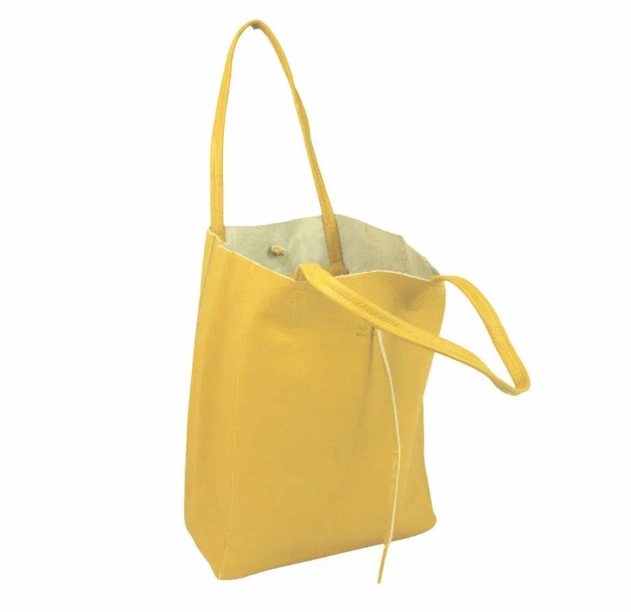 Chala Italian Soft Leather Yellow Tote Bag Ivan Troy