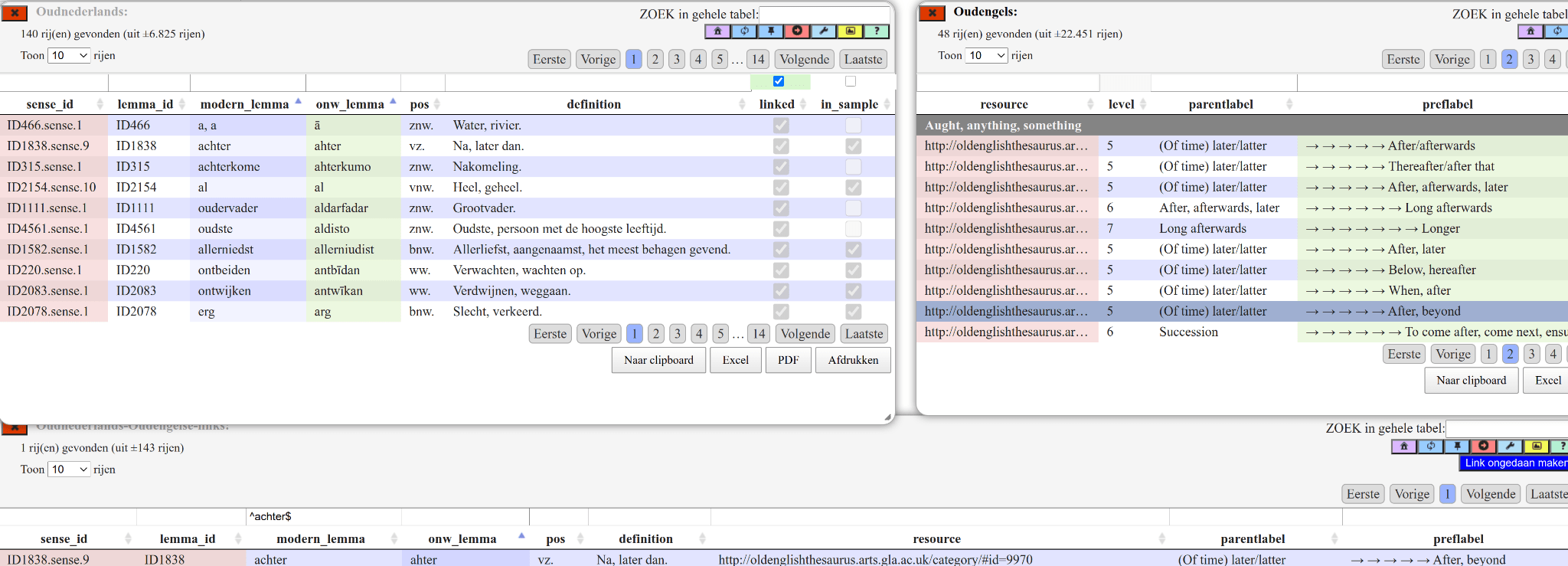 Linking the Dictionary of Old Dutch to A Thesaurus of Old English A