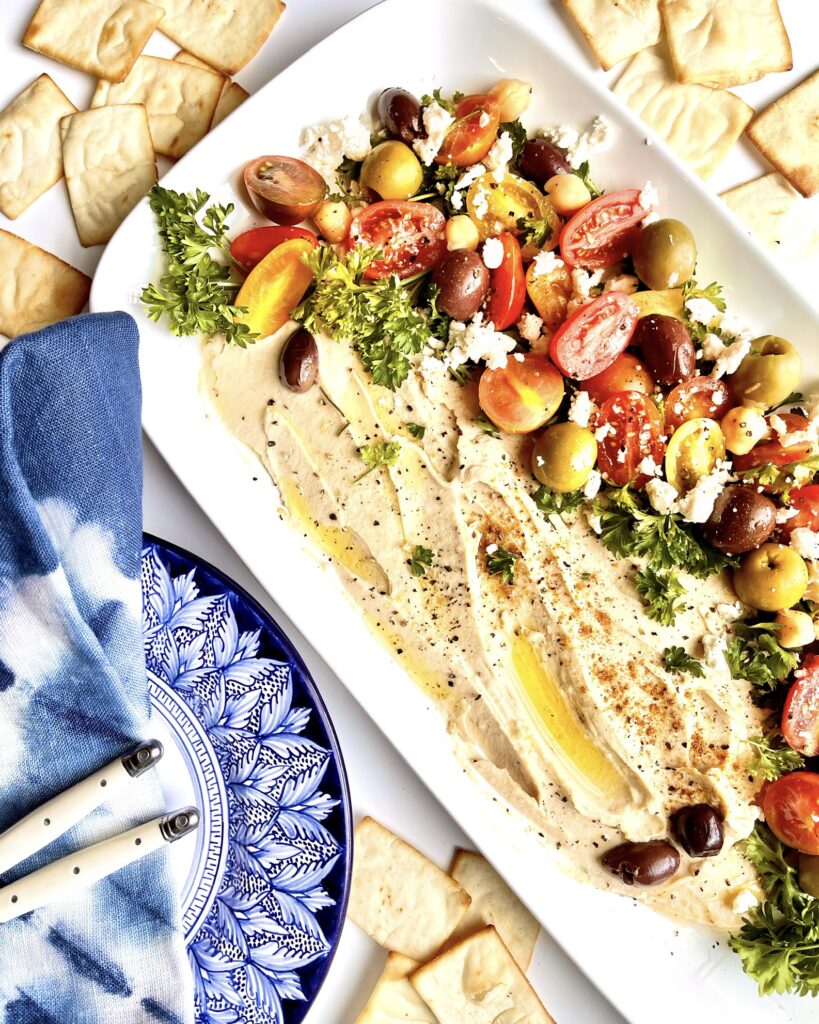 A Mediterranean Loaded Hummus Platter An Easy and Delicious Appetizer
