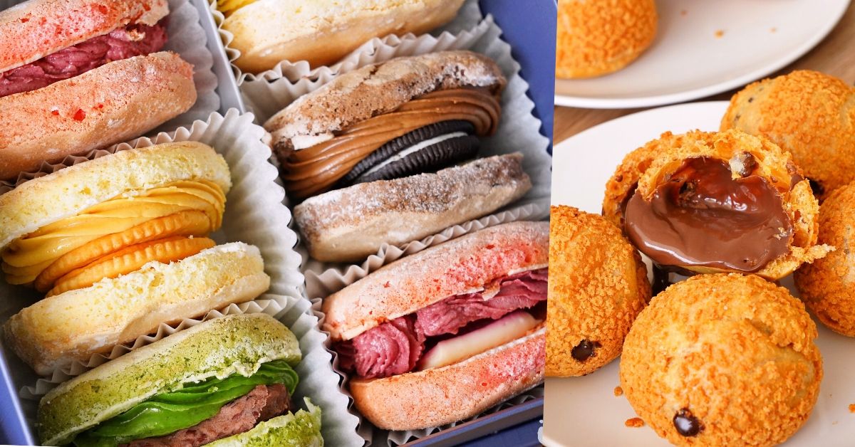 法芙妮 |台中西區美食，勤美草悟道專賣甜點麵包坊，推薦七彩炫目的達克瓦茲，大爆漿的泡芙與咔滋棒！