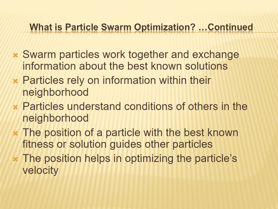 Particle Swarm Optimization Definition 349 Words Presentation Example
