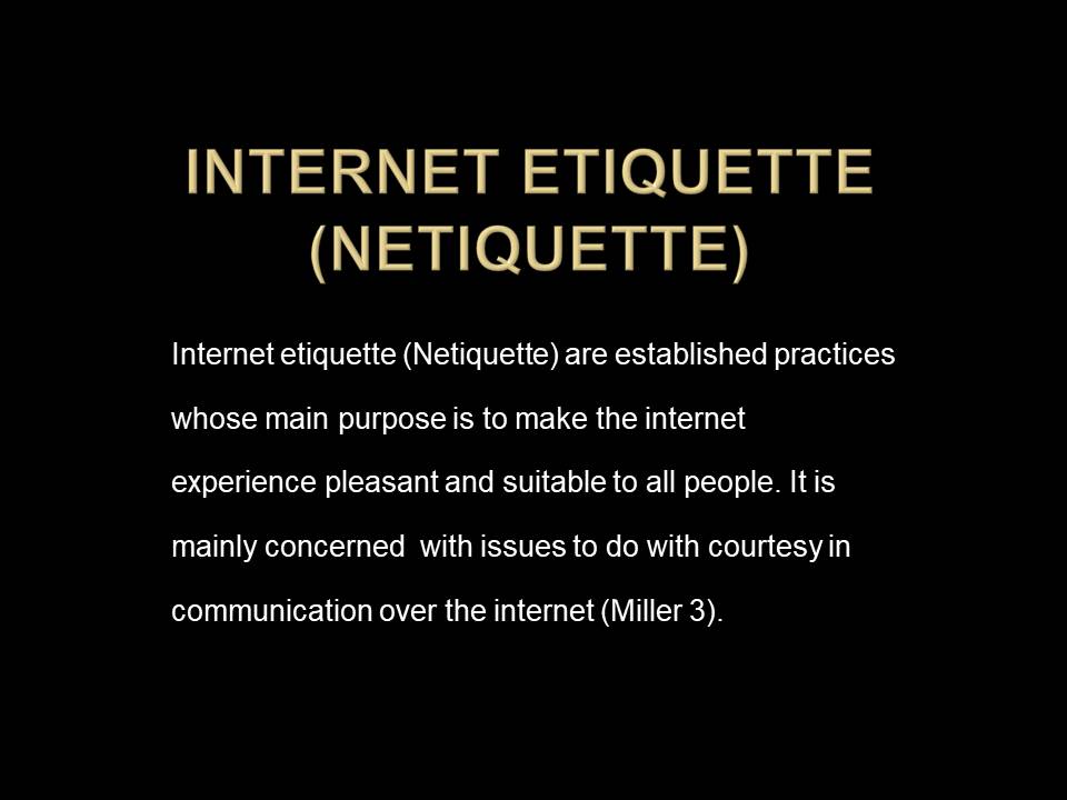 The Concept of Etiquette 724 Words