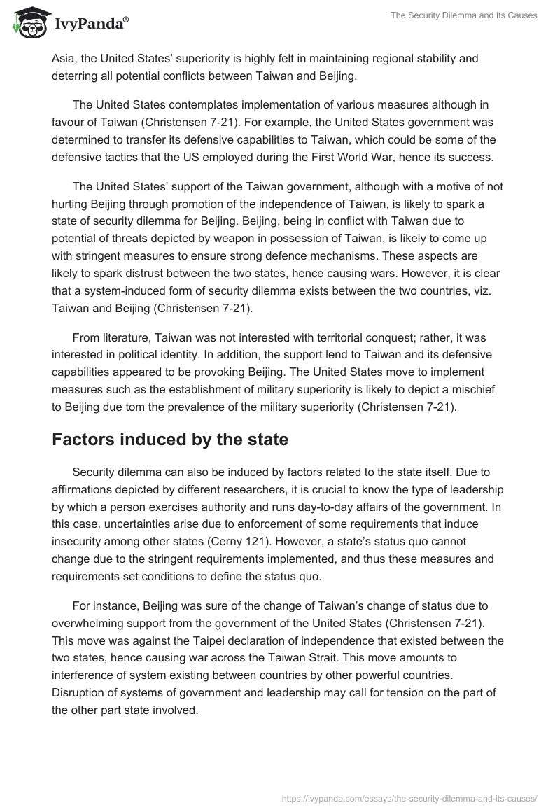 The Security Dilemma and Its Causes 2206 Words Essay Example
