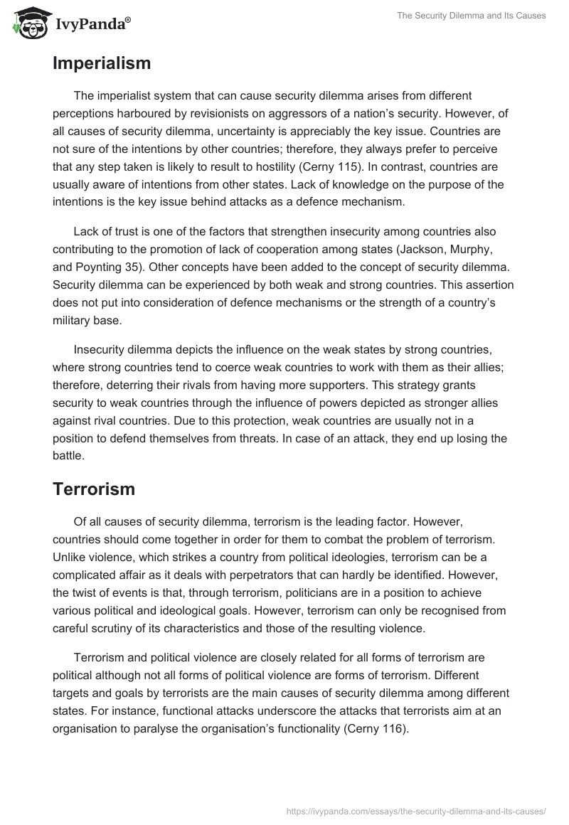 The Security Dilemma and Its Causes 2206 Words Essay Example