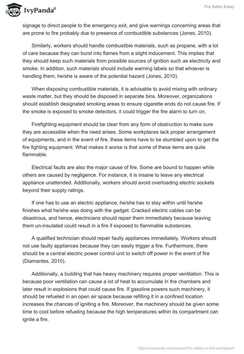 Essay on Fire Safety at Workplace