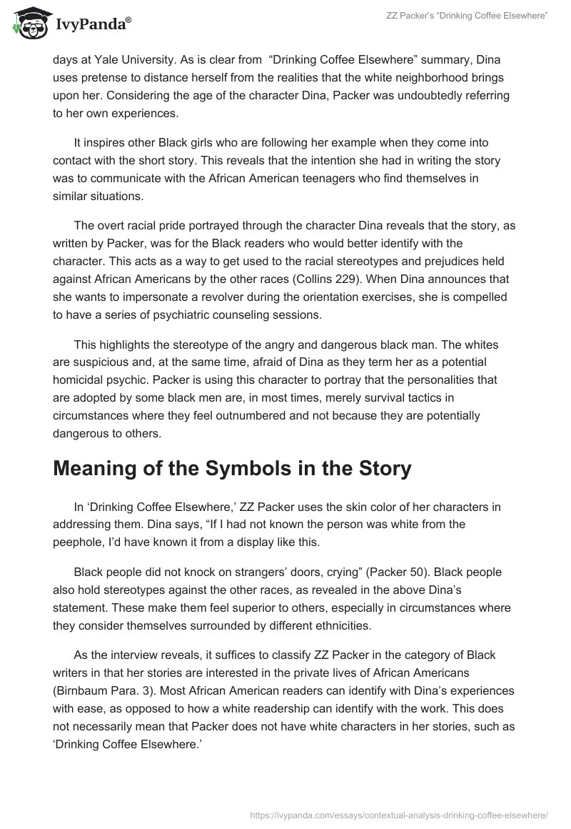 ZZ Packer's "Drinking Coffee Elsewhere" Analysis Essay