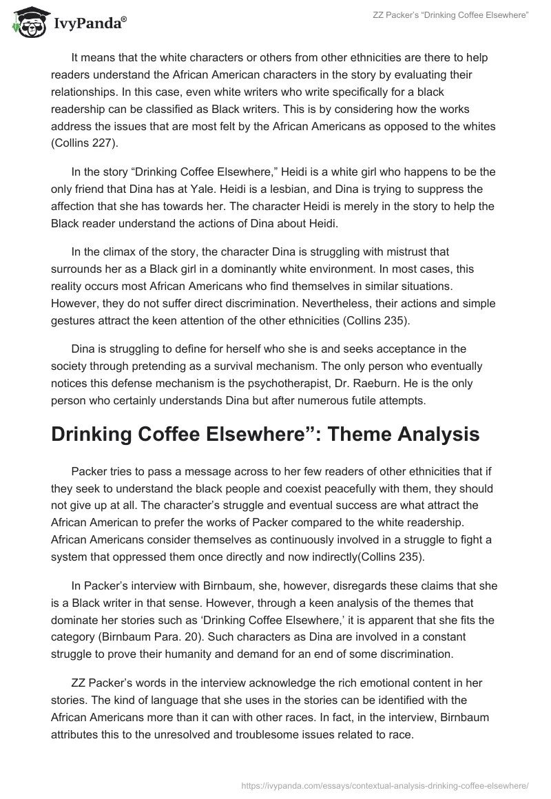 ZZ Packer's "Drinking Coffee Elsewhere" Analysis Essay