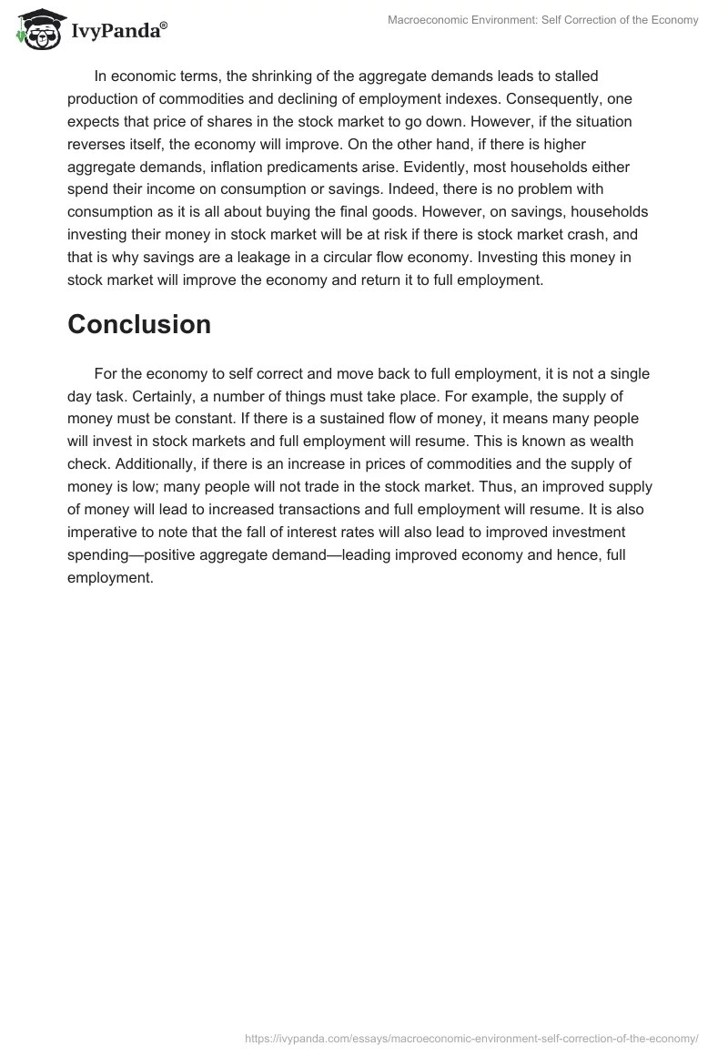 Macroeconomic Environment Self Correction of the Economy
