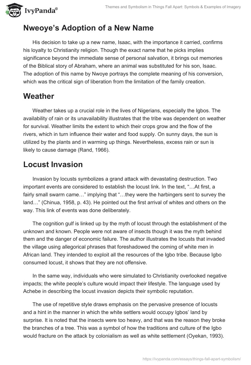 Themes and Symbolism in Things Fall Apart Symbols & Examples of Imagery Essay