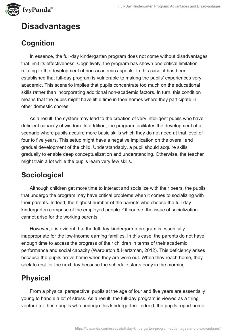 FullDay Kindergarten Program Advantages and Disadvantages 1128