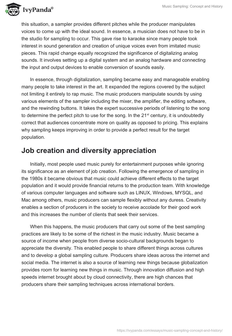 Music Sampling Concept and History 2843 Words Research Paper Example