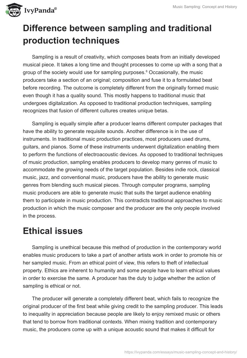 Music Sampling Concept and History 2843 Words Research Paper Example