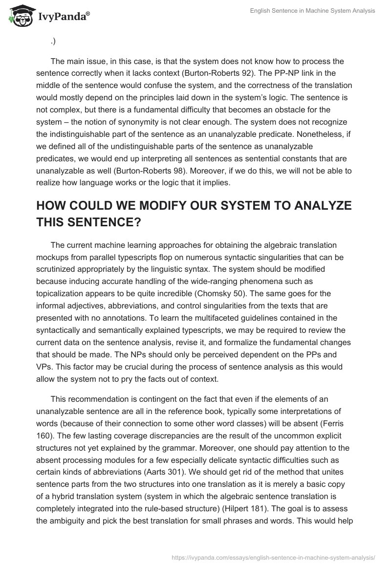 English Sentence in Machine System Analysis 581 Words Essay Example