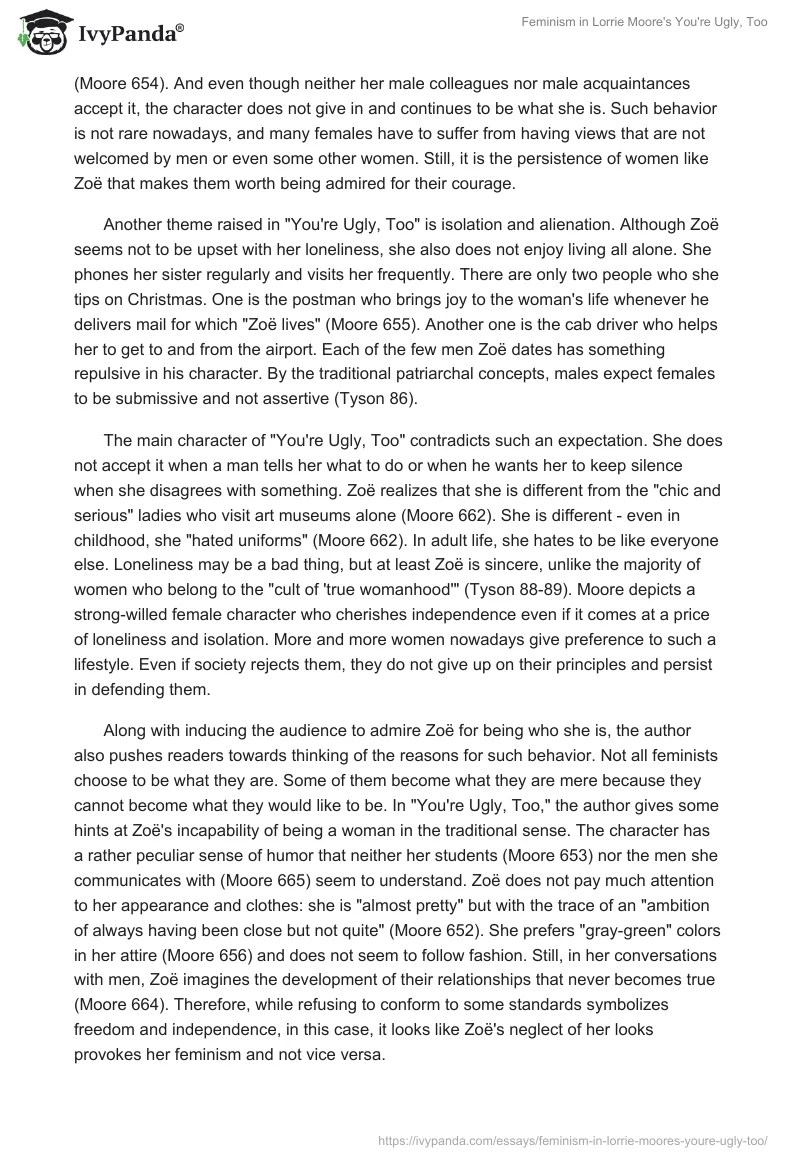 Feminism in Lorrie Moore's "You're Ugly, Too" 1095 Words Movie
