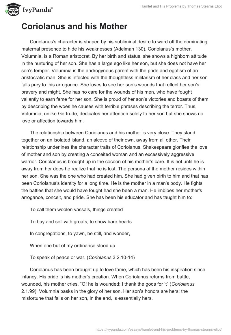 "Hamlet and His Problems" by Thomas Stearns Eliot 2774 Words Essay