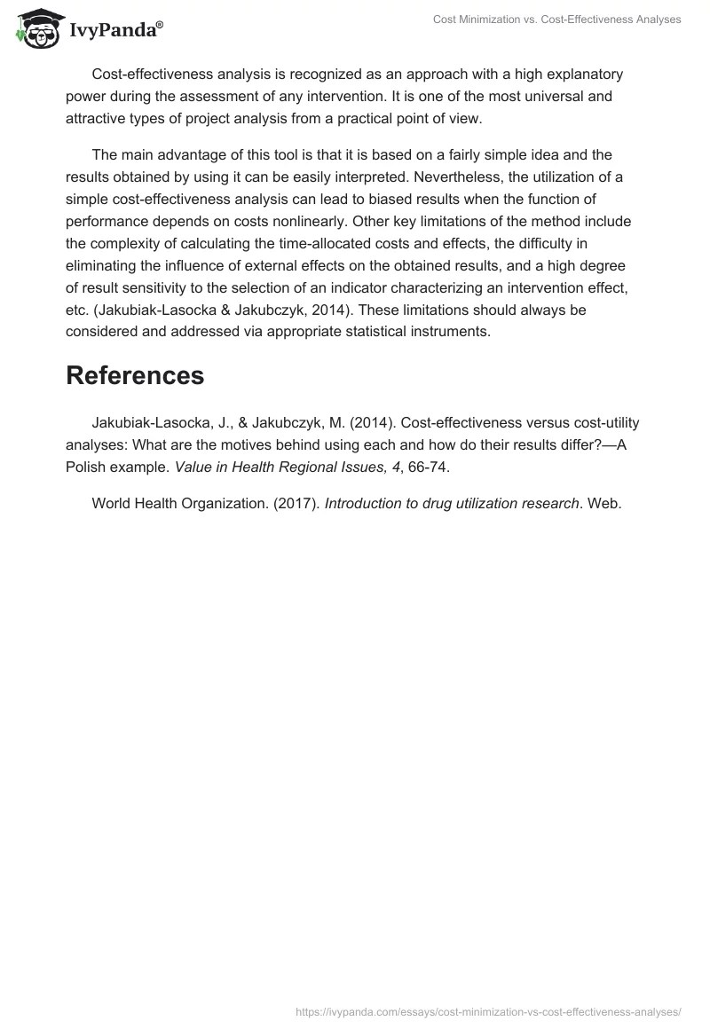 Cost Minimization vs. CostEffectiveness Analyses 561 Words
