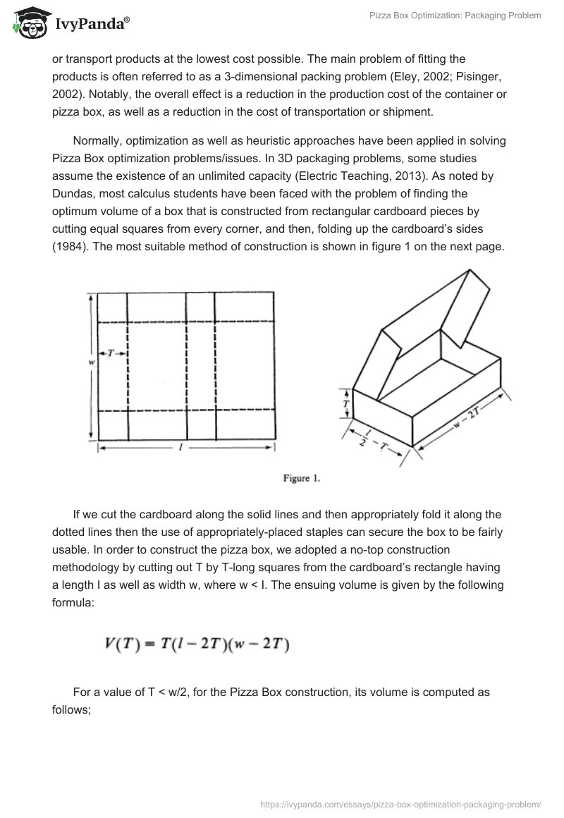 Pizza Box Optimization Packaging Problem 1867 Words Report Example