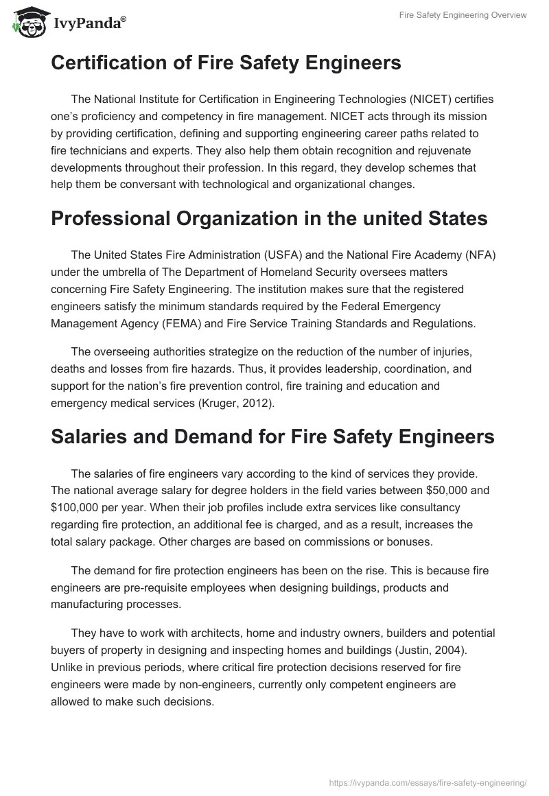 Fire Safety Engineering 1684 Words Research Paper Example