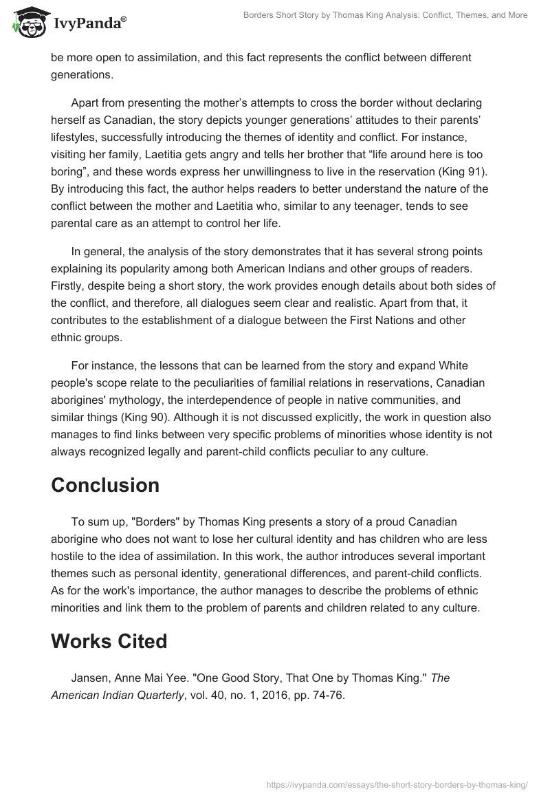 "Borders" Short Story by Thomas King Analysis Conflict, Themes, and More