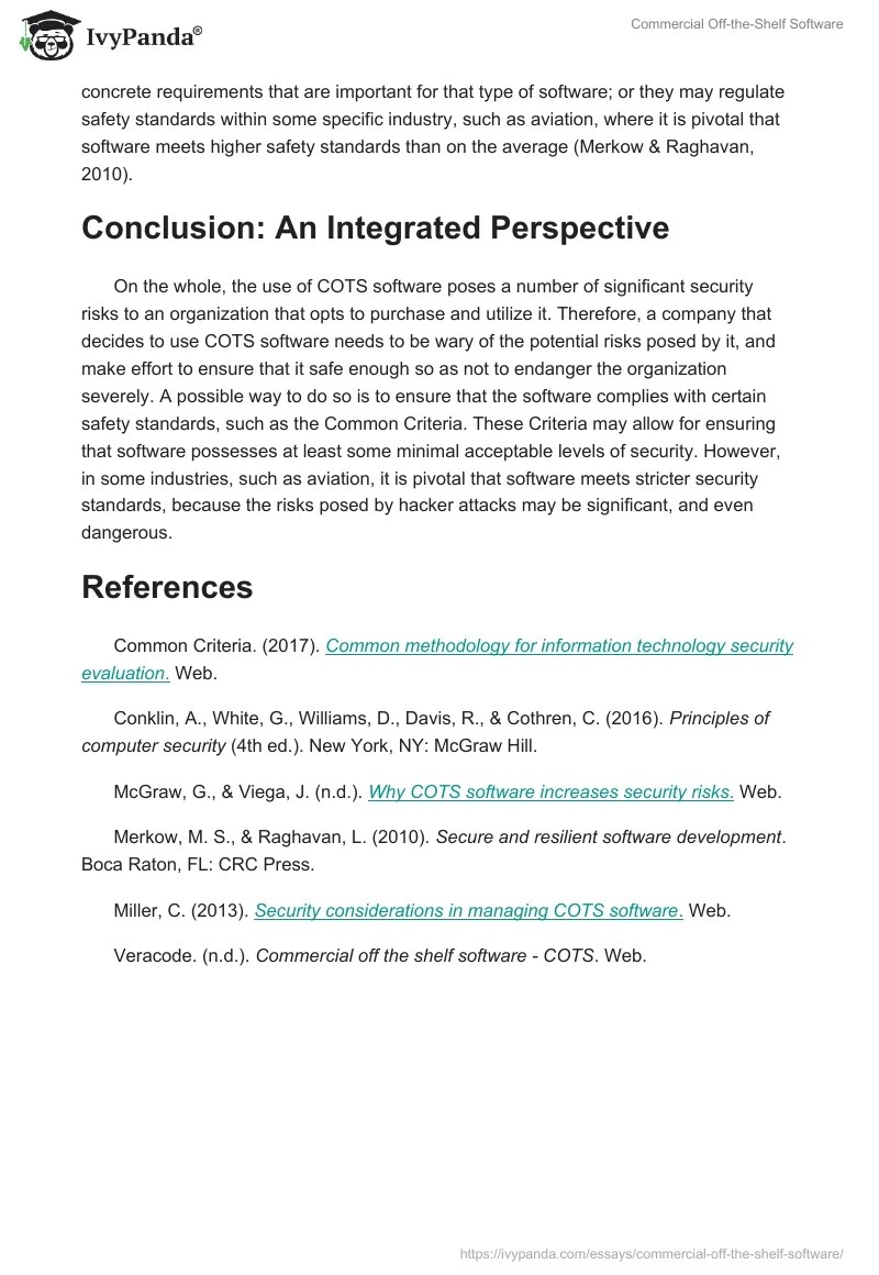 Commercial OfftheShelf Software 907 Words Assessment Example