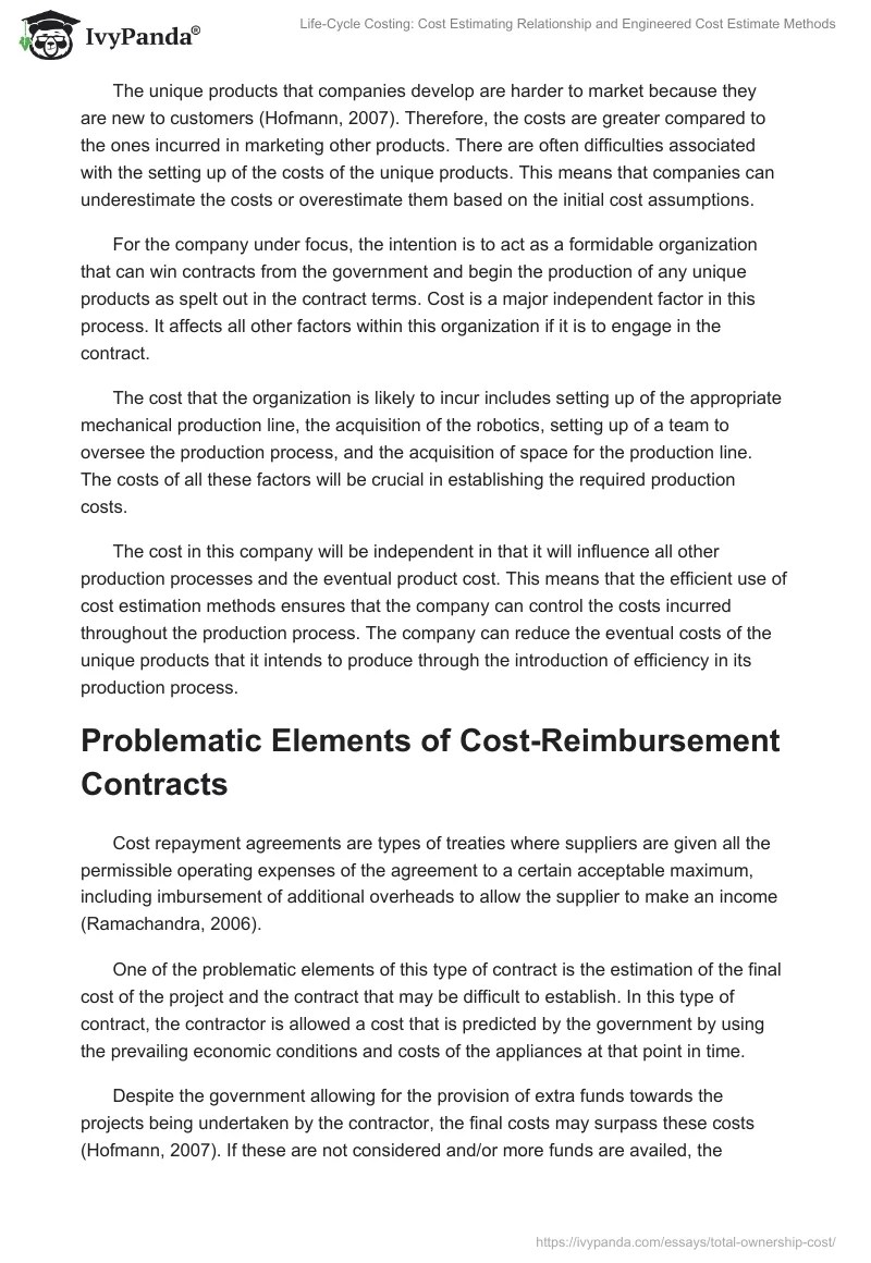 LifeCycle Costing Cost Estimating Relationship and Engineered Cost