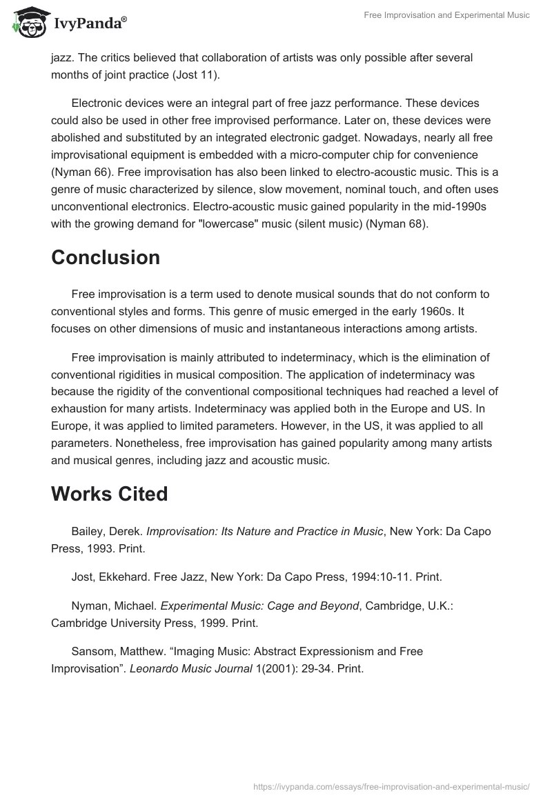 Free Improvisation and Experimental Music 1406 Words Essay Example