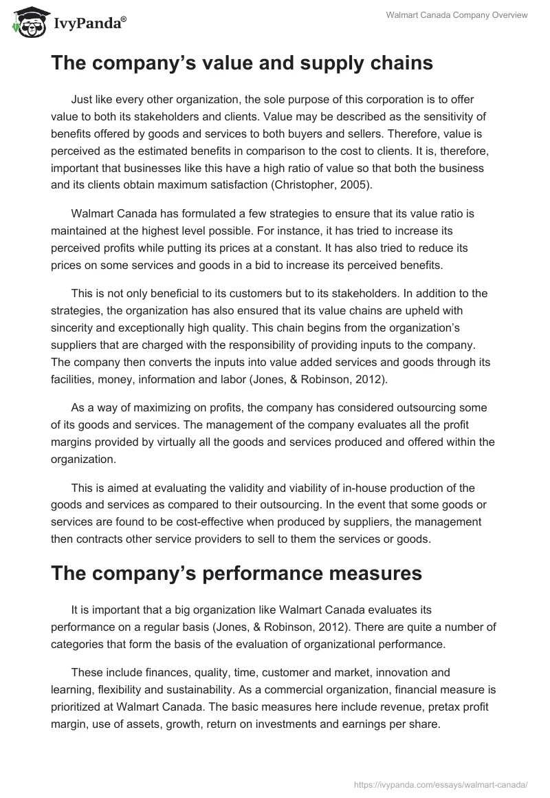 Walmart Canada Company Overview 1981 Words Essay Example
