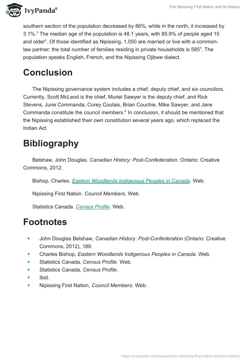 The Nipissing First Nation and Its History 878 Words Essay Example