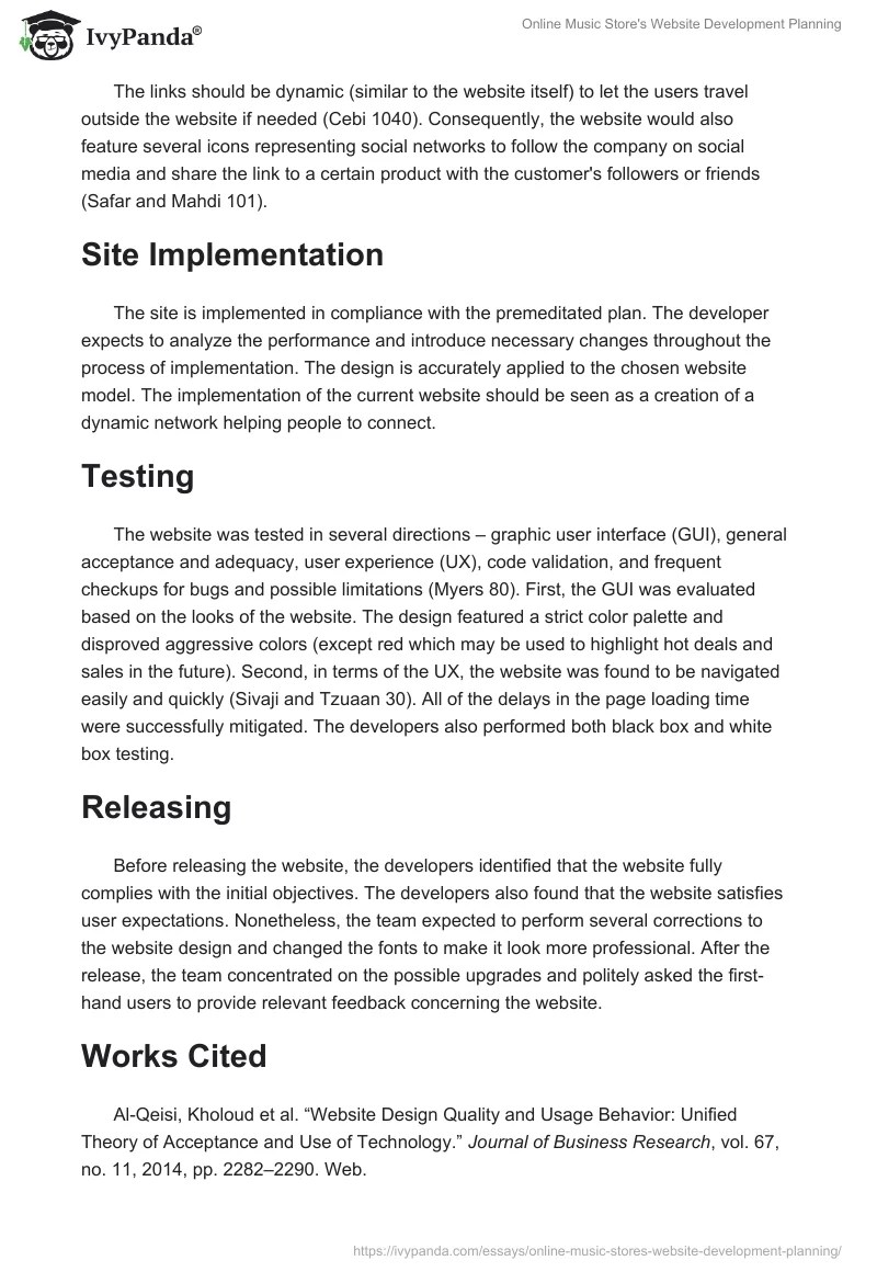 Online Music Store's site Development Planning 824 Words Report