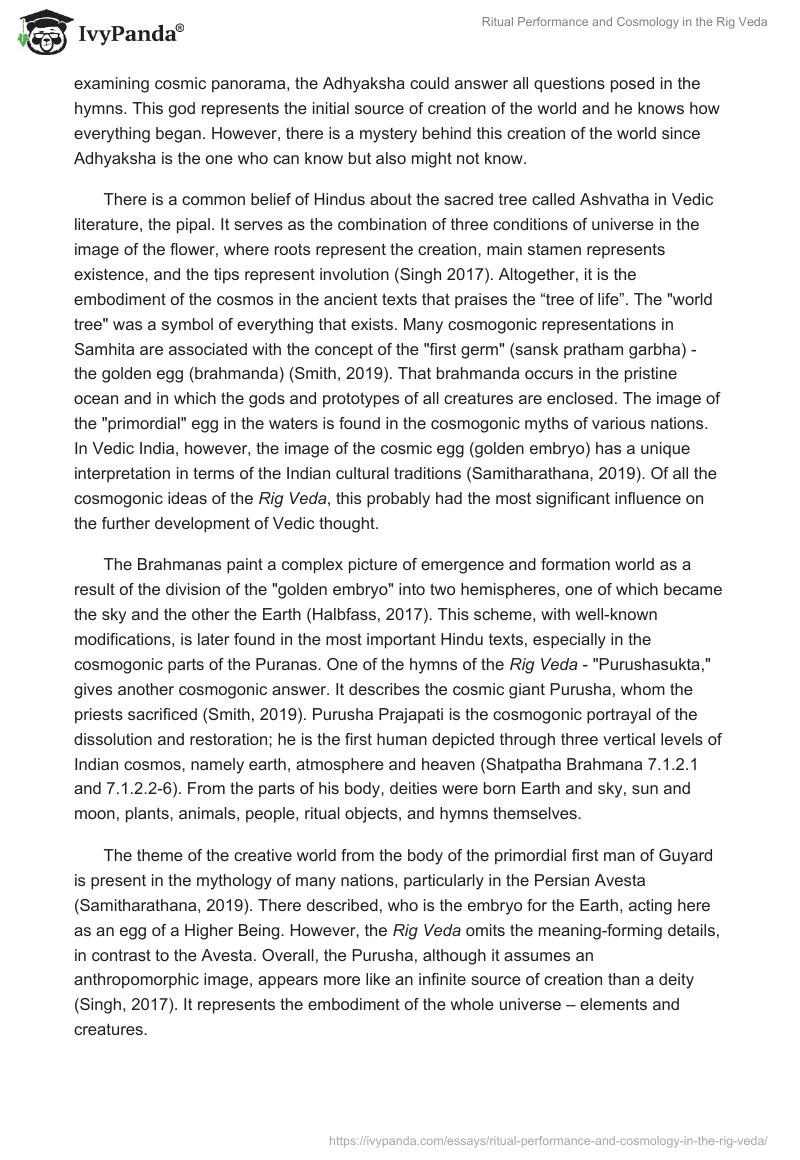 Ritual Performance and Cosmology in the Rig Veda 1730 Words Essay