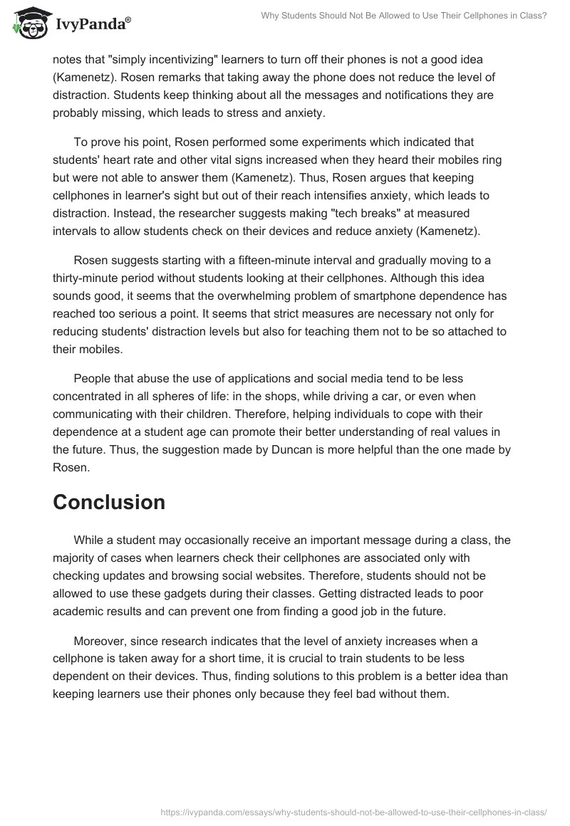 Why Students Should Not to Use Cellphones in Class? 1120 Words