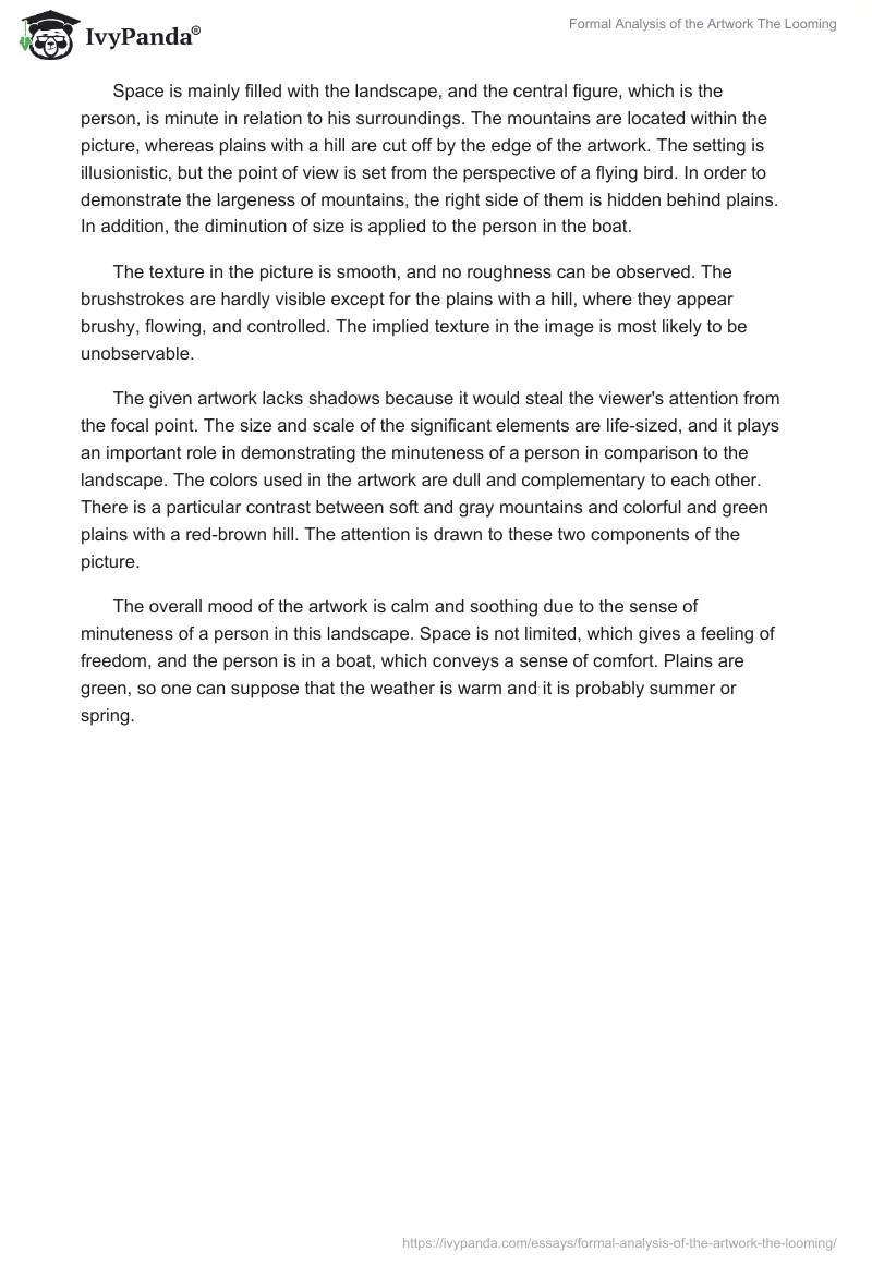 Formal Analysis of the Artwork "The Looming" 679 Words Essay Example