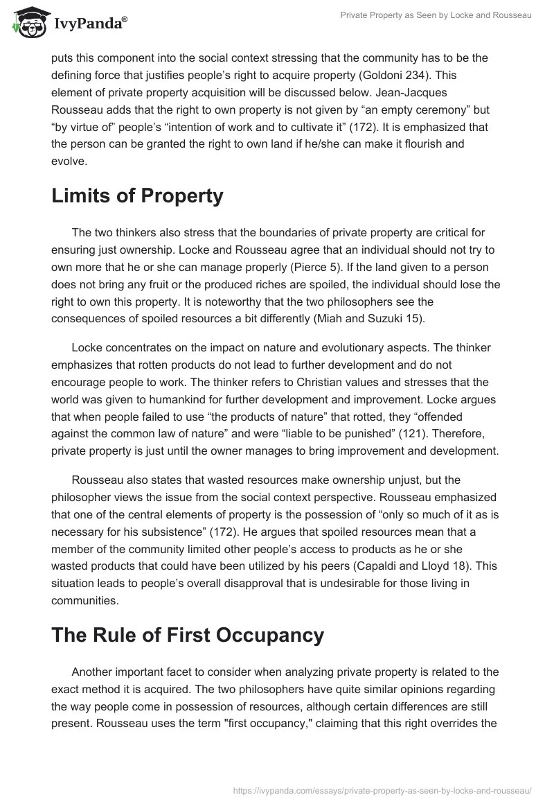 Private Property as Seen by Locke and Rousseau 2205 Words Essay Example