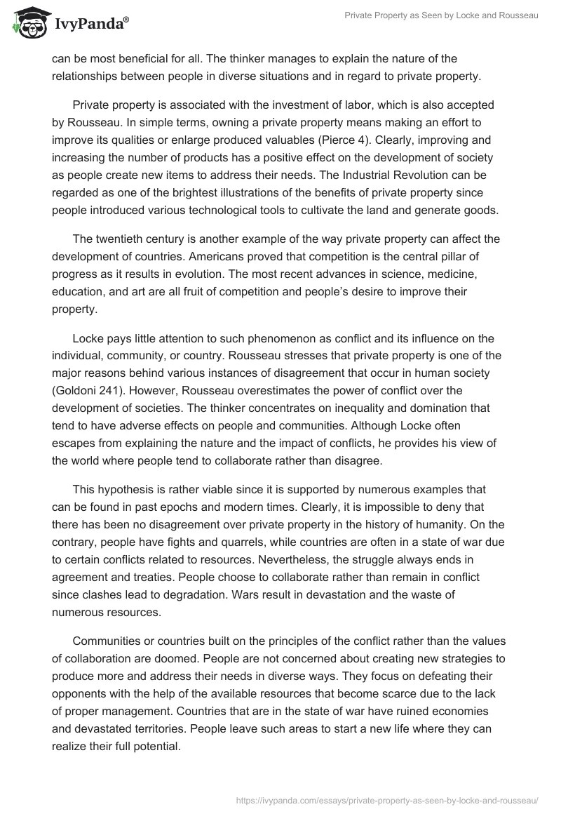 Private Property as Seen by Locke and Rousseau 2205 Words Essay Example