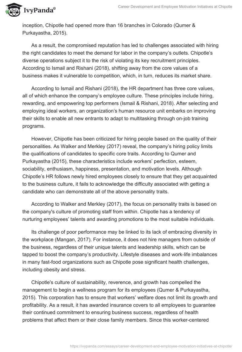 Career Development and Employee Motivation Initiatives at Chipotle