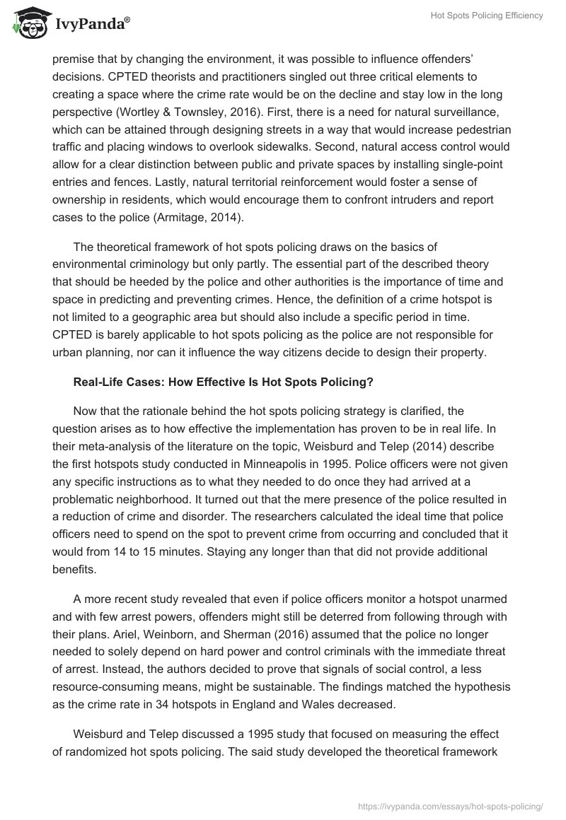 Hot Spots Policing Efficiency 2051 Words Research Paper Example