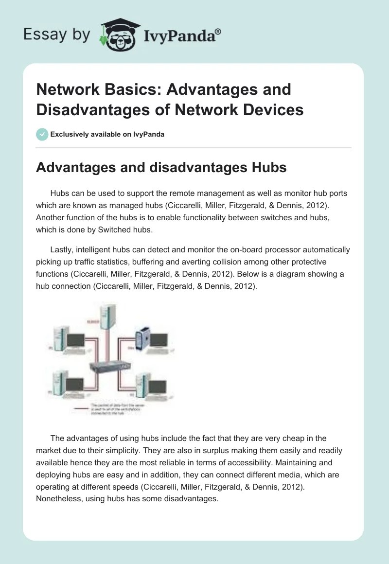 Network Basics Advantages and Disadvantages of Network Devices 961