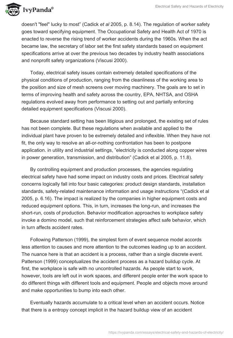 Electrical Safety and Hazards of Electricity 1738 Words Essay Example
