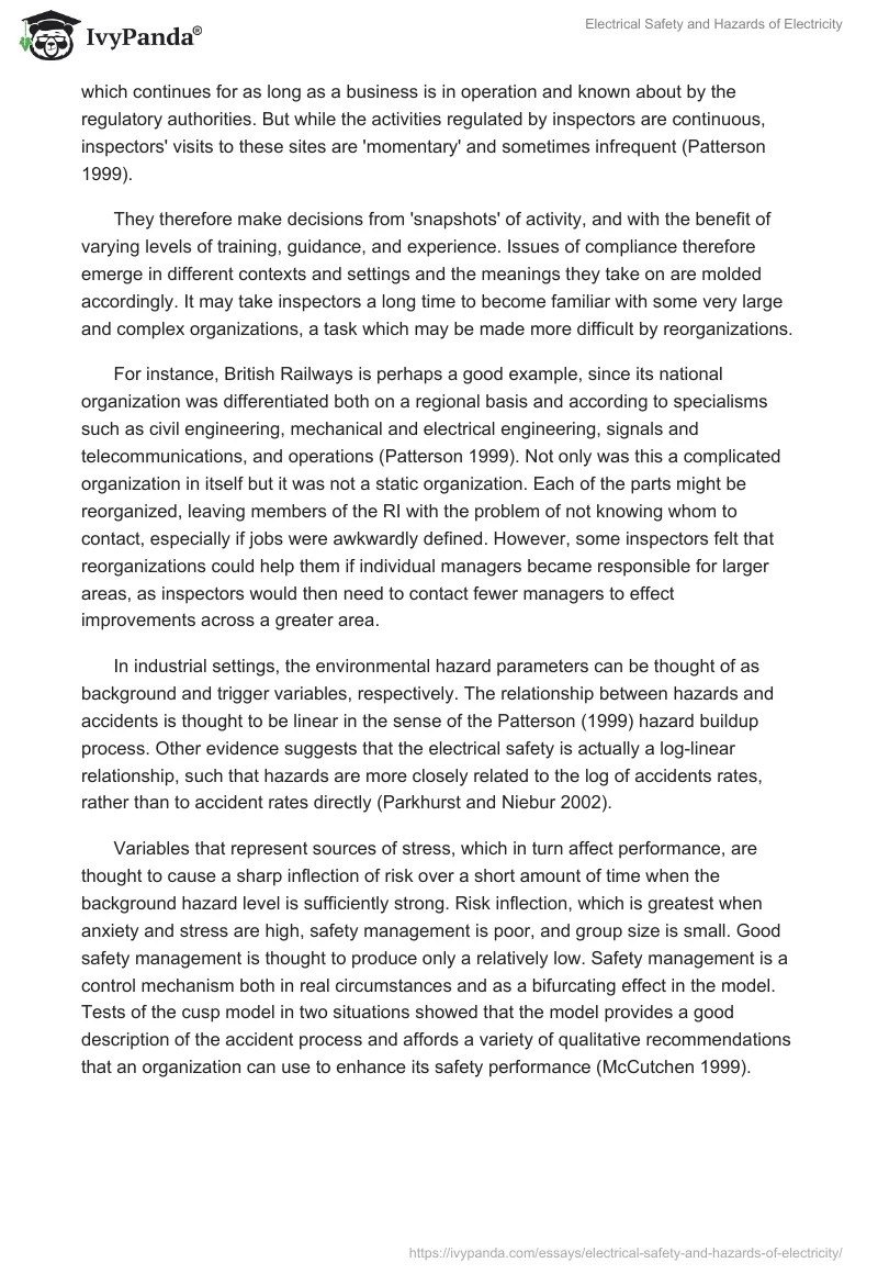 Electrical Safety and Hazards of Electricity 1738 Words Essay Example