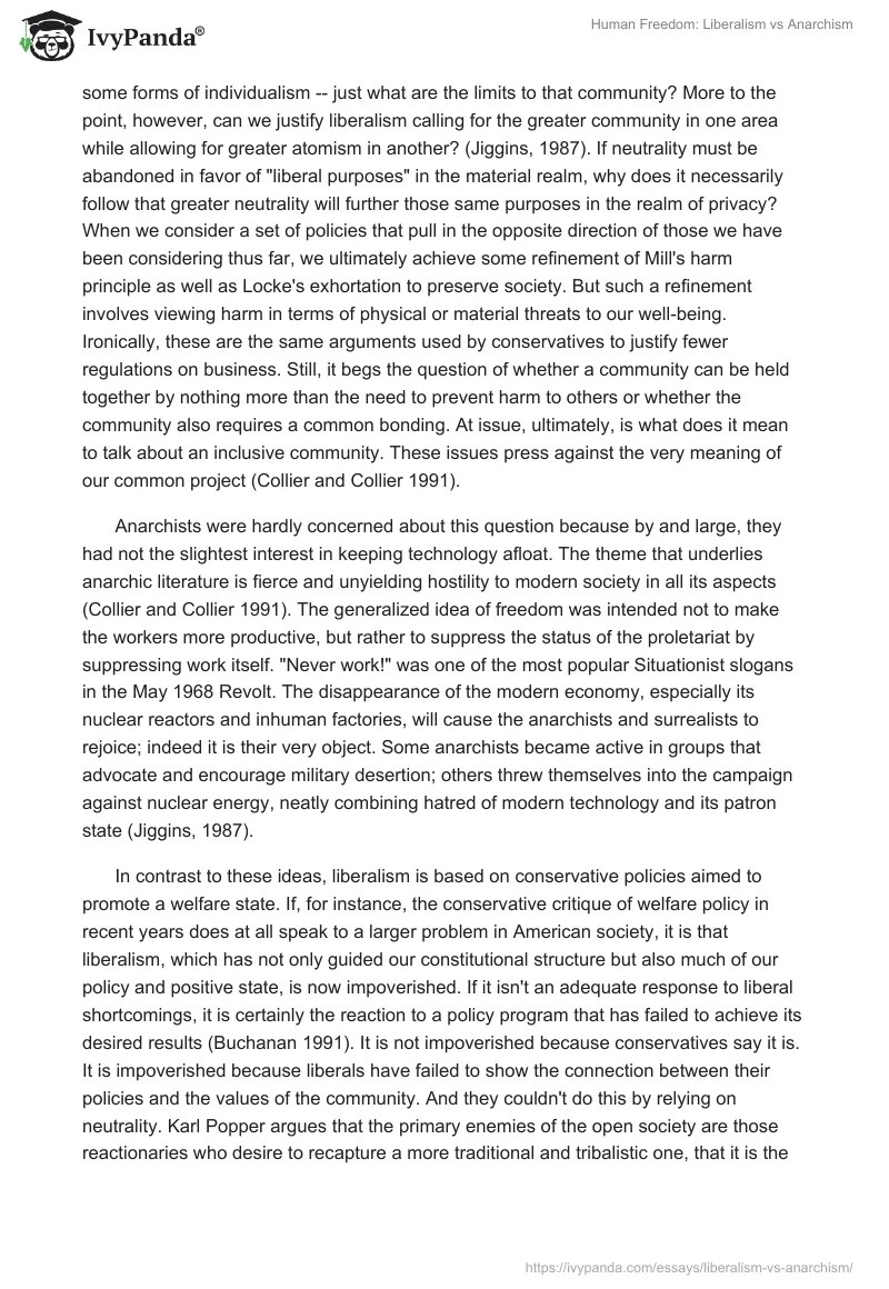 Human Freedom Liberalism vs Anarchism 1782 Words Essay Example