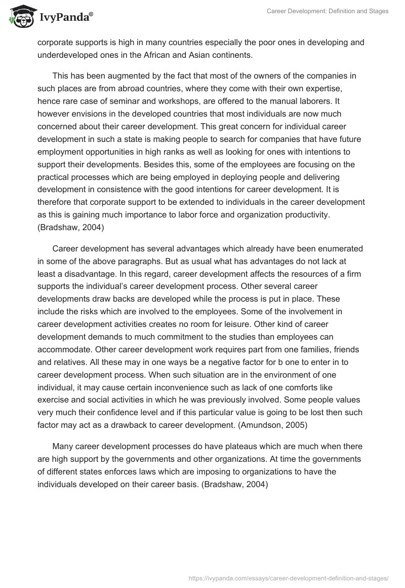 Career Development Definition and Stages 2349 Words Research Paper