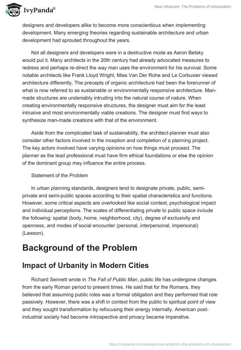 New Urbanism The Problems of Urbanization 8590 Words Research