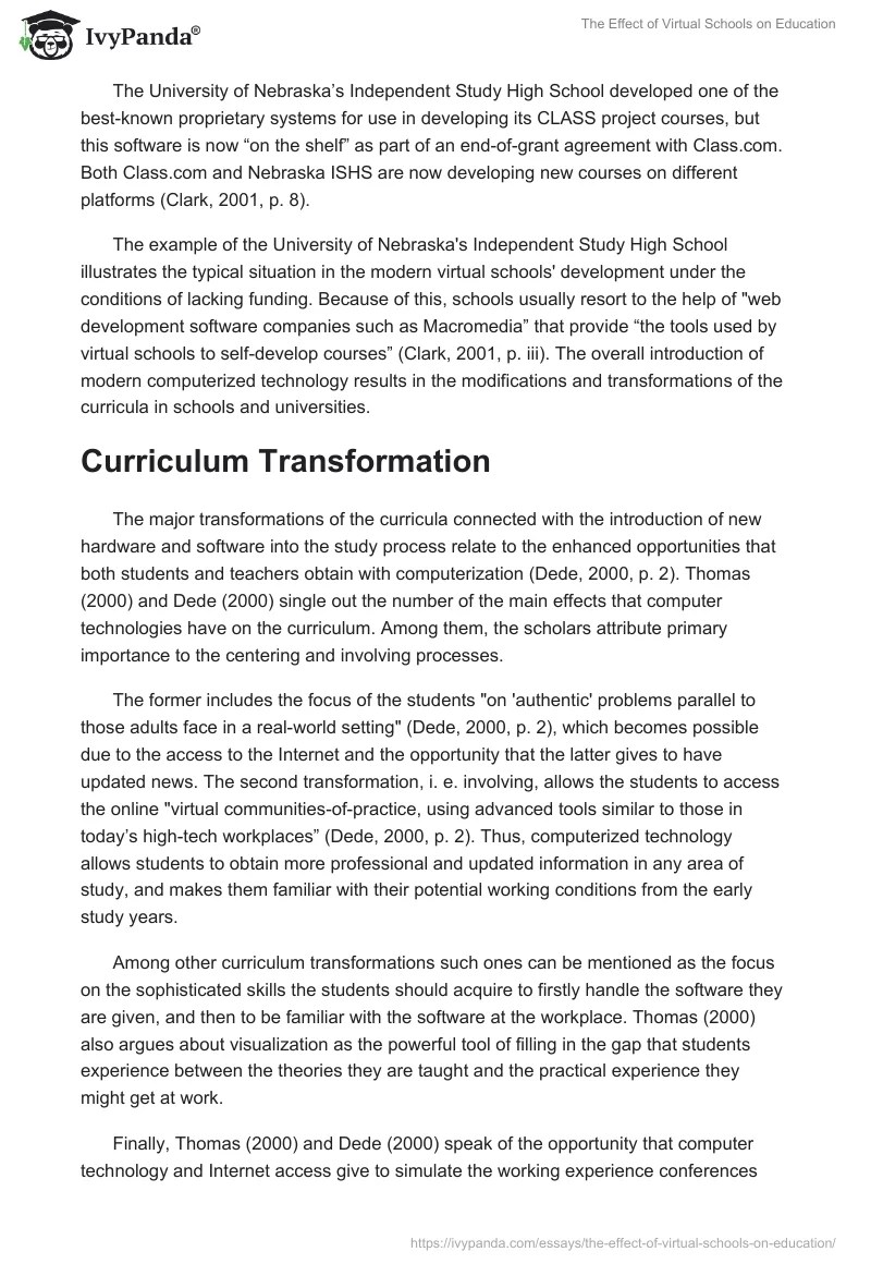 The Effect of Virtual Schools on Education 2989 Words Research