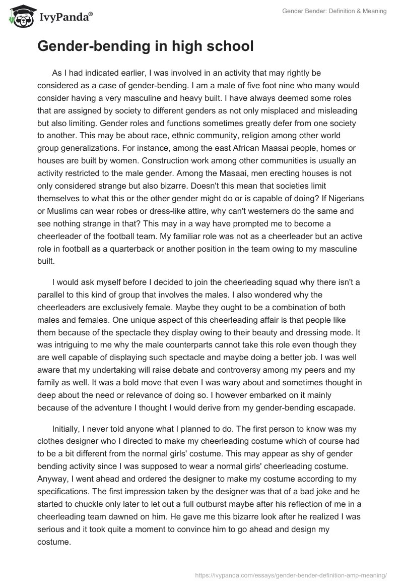 Gender Bender Definition & Meaning 1250 Words Essay Example