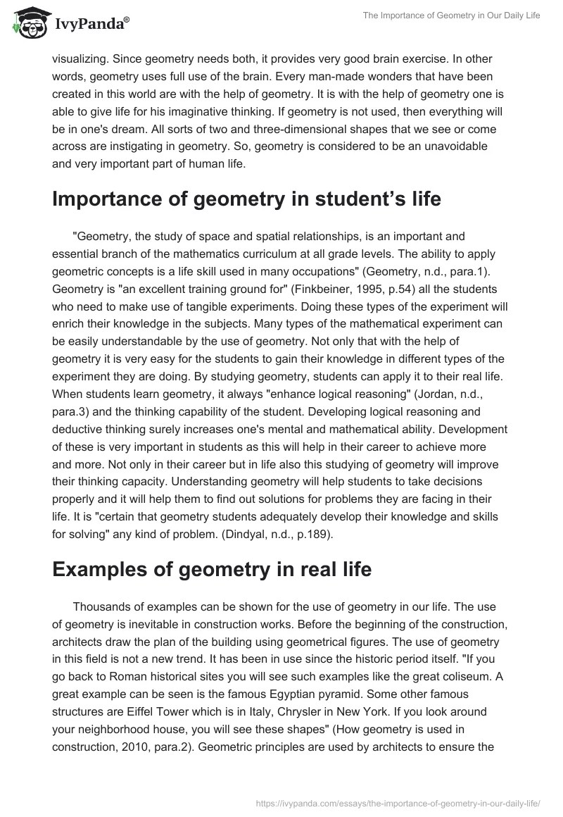 The Importance of Geometry in Our Daily Life 1414 Words Essay Example