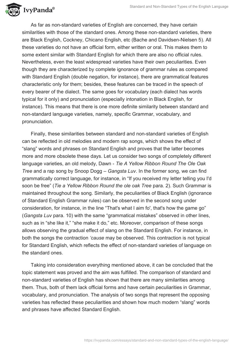 Standard and NonStandard Types of the English Language 834 Words