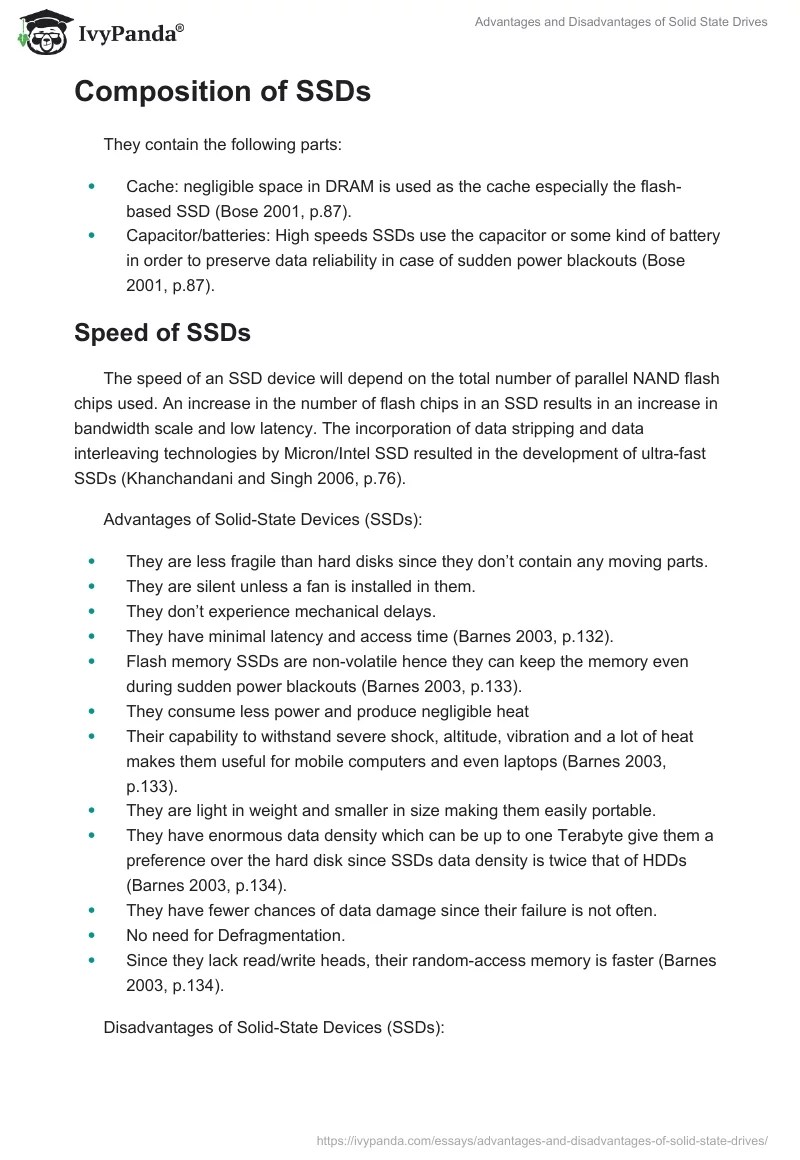 Advantages and Disadvantages of Solid State Drives 715 Words