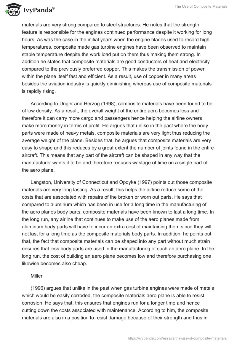 The Use of Composite Materials 2690 Words Research Paper Example
